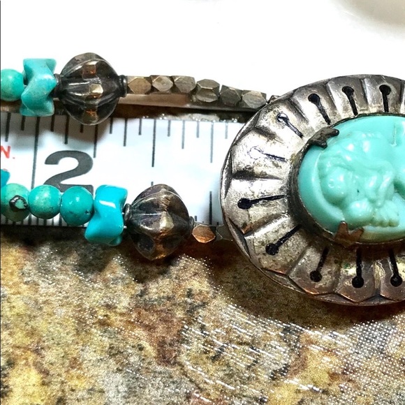Vintage Turquoise Cameo Necklace - Picture 8 of 11